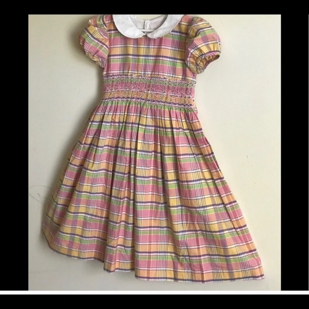 Rare Vintage 1980’s Hand Smocked Gingham Dress